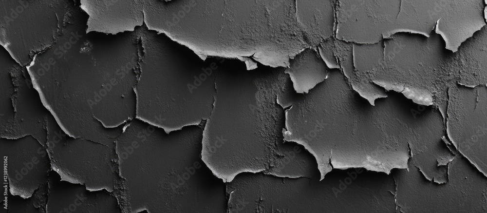 Aufkleber black and white close-up of cracked paint texture on a weathered surface with copy space for text in