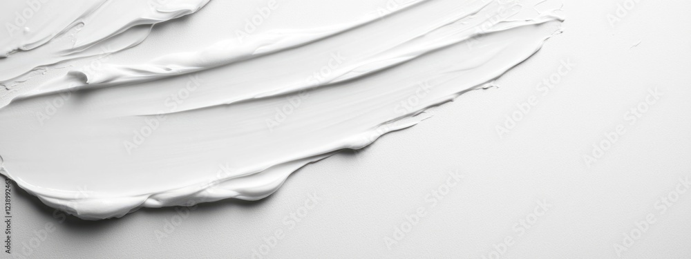 Poster white paint smear on a clean surface with texture lines and smooth finish showing artistic paint app