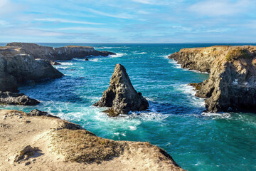 Pictuesque rock in the Pacific ocean on the Californian coast