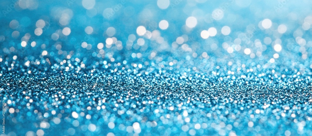Poster abstract blue glittering background with bokeh effect and sparkling dust particles for artistic and 