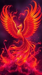 Fiery Phoenix Soaring Through the Heavens � Epic Firebird Background