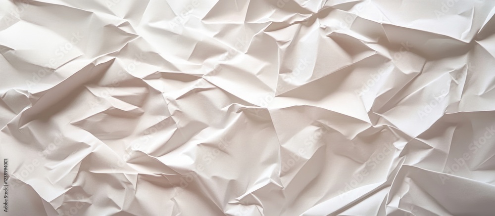 Poster crumpled white paper texture background with shadows and highlights suitable for design projects and