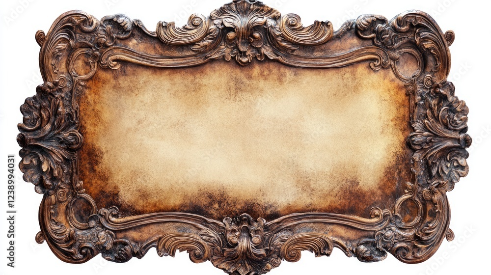 Poster antique ornate vintage frame with textured background and baroque design suitable for displaying art