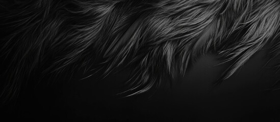 Obraz premium Black fur texture background with soft, wavy strands and subtle gradients, ideal for design projects with Copy Space.
