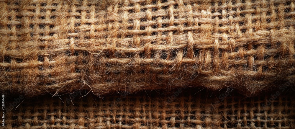 Poster close-up of textured burlap fabric showcasing woven pattern and natural fibers with high detail and 