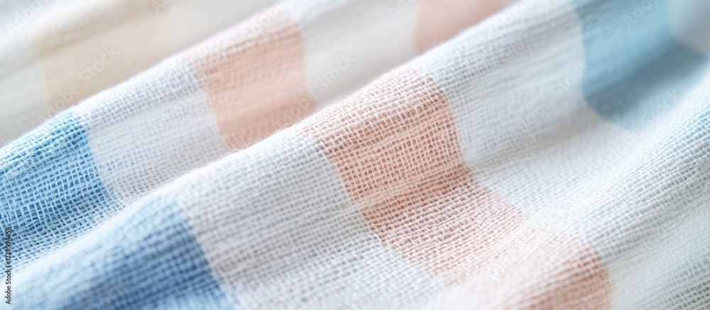 Poster textured fabric with soft pastel colors in a checkered pattern detailed close-up with shallow depth 