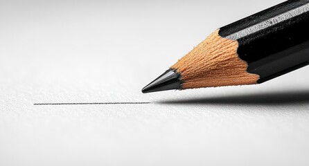 Black Pencil Drawing Line on White Paper Background Creativity Concept Inspiration Objective Goal Ideas