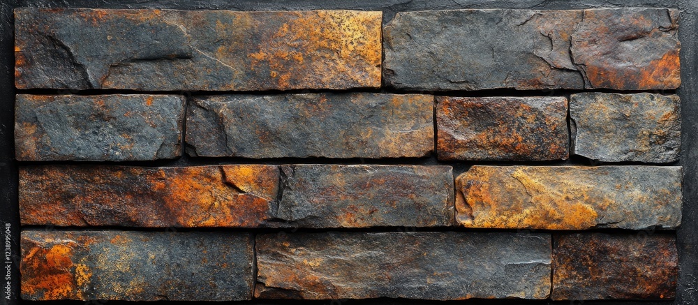 Aufkleber textured rustic stone wall background with varied color tones and layered design, suitable for const