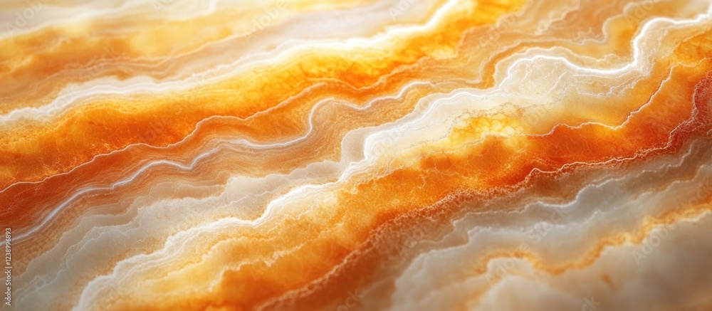 Poster abstract close-up of layered orange and white natural stone texture showing intricate patterns and d