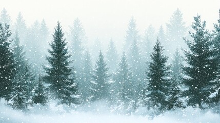 Obraz premium Snowy Evergreen Forest Winter Wonderland Scene