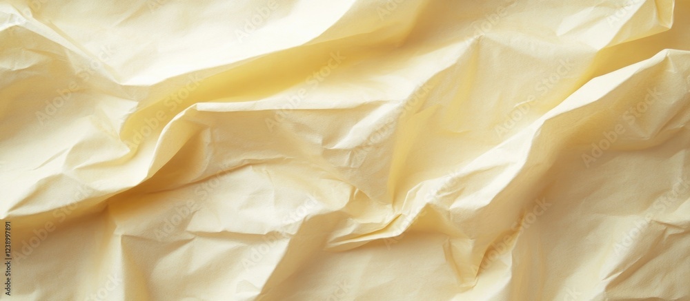 Poster crinkled texture of beige paper with soft folds and shadows suitable for backgrounds and overlays co