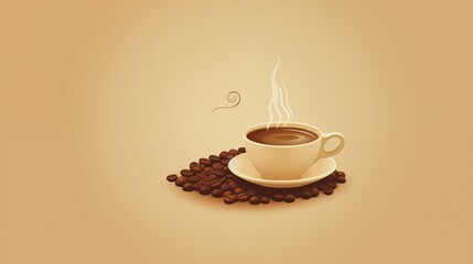 Obraz premium A premium coffee brand logo with elegant font and a pale brown background, vacant area on the right,generative ai illustration