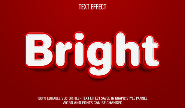 Red Bright 3d editable text effect style