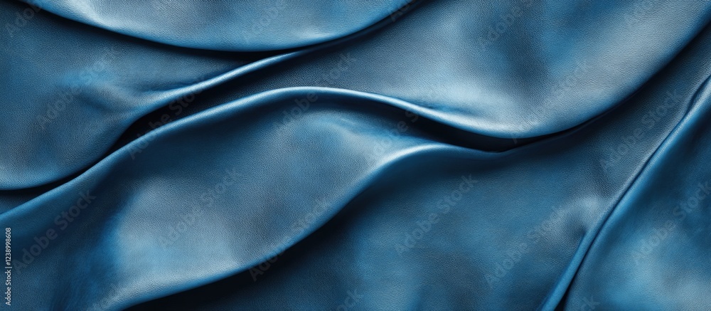 Aufkleber blue satin fabric texture with flowing waves and soft sheen ideal for textile backgrounds and design