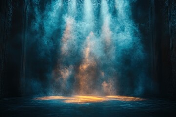Theatrical Stage Spotlight Smoke Highlighting Dramatic Atmosphere