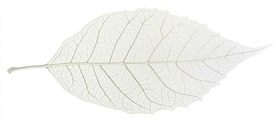 Skeletonized leaf with intricate vein structure isolated on a white background ideal for botanical or natural presentations Copy Space