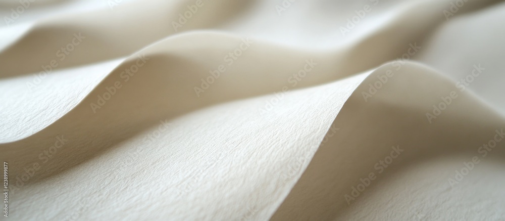 Poster textured creased beige fabric with soft waves and shadows for background use with copy space