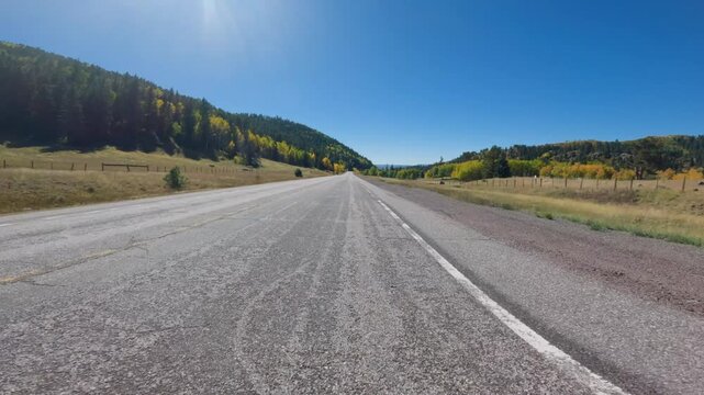 Driving on Highway NM 17 near Chama During the Fall
