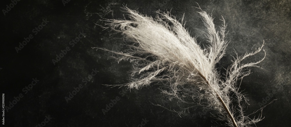 Poster fluffy pampas grass on dark background with copy space for text or design elements