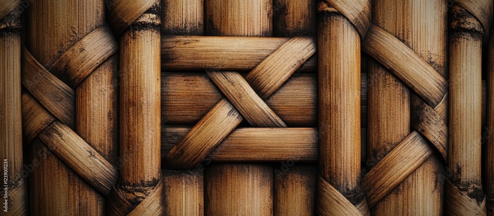 Poster woven bamboo texture background with intricate patterns and natural brown tones provides a rustic ae