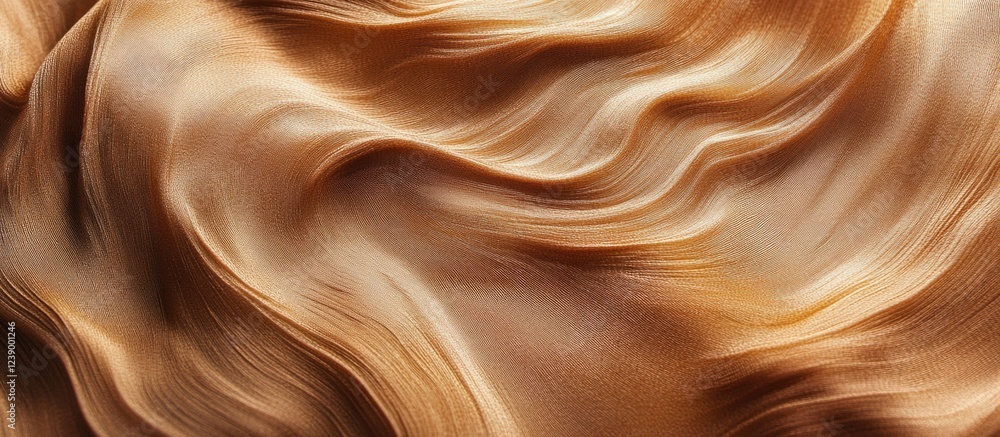 Poster satin fabric texture in warm brown tones with flowing patterns and soft waves suitable for backgroun
