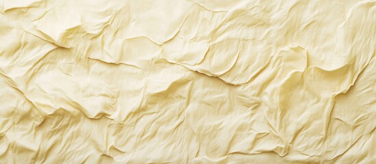 Crumpled textured cream paper background with visible folds and creases ideal for minimalistic design or text overlay Copy Space