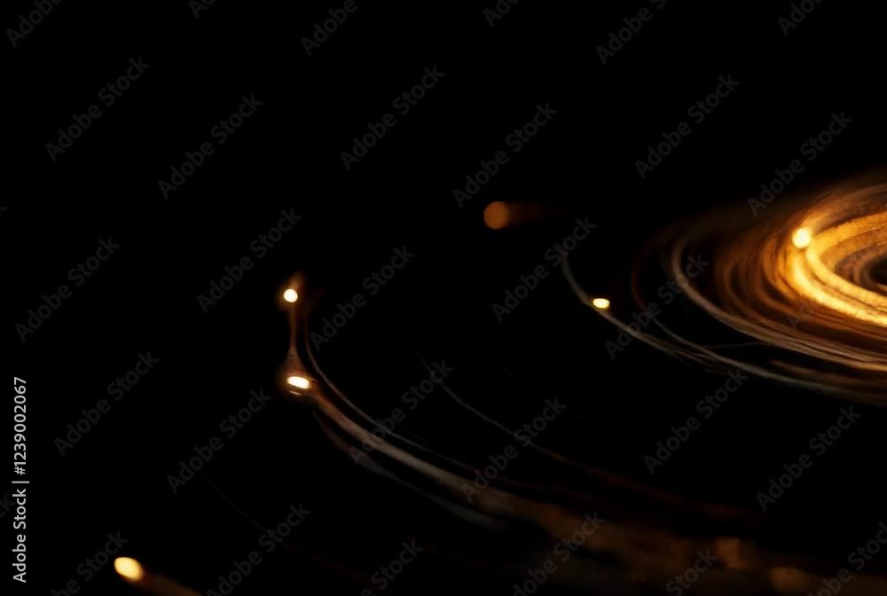 Poster mesmerizing swirling light trails with glittering bokeh effect against a dark background for abstrac