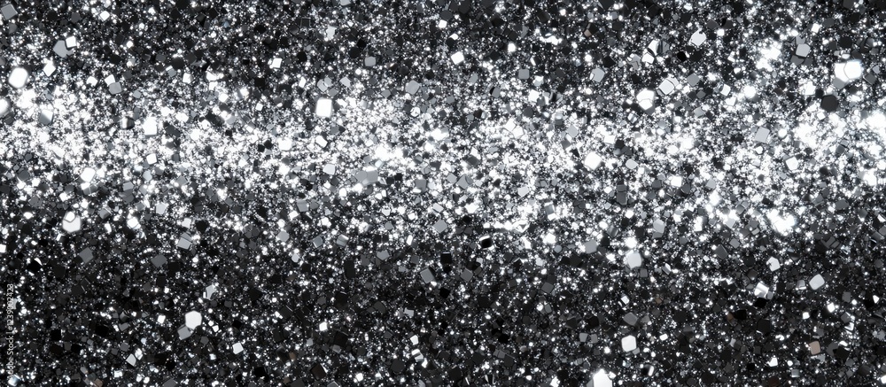Poster black and silver glittery texture background with copy space for text or design elements