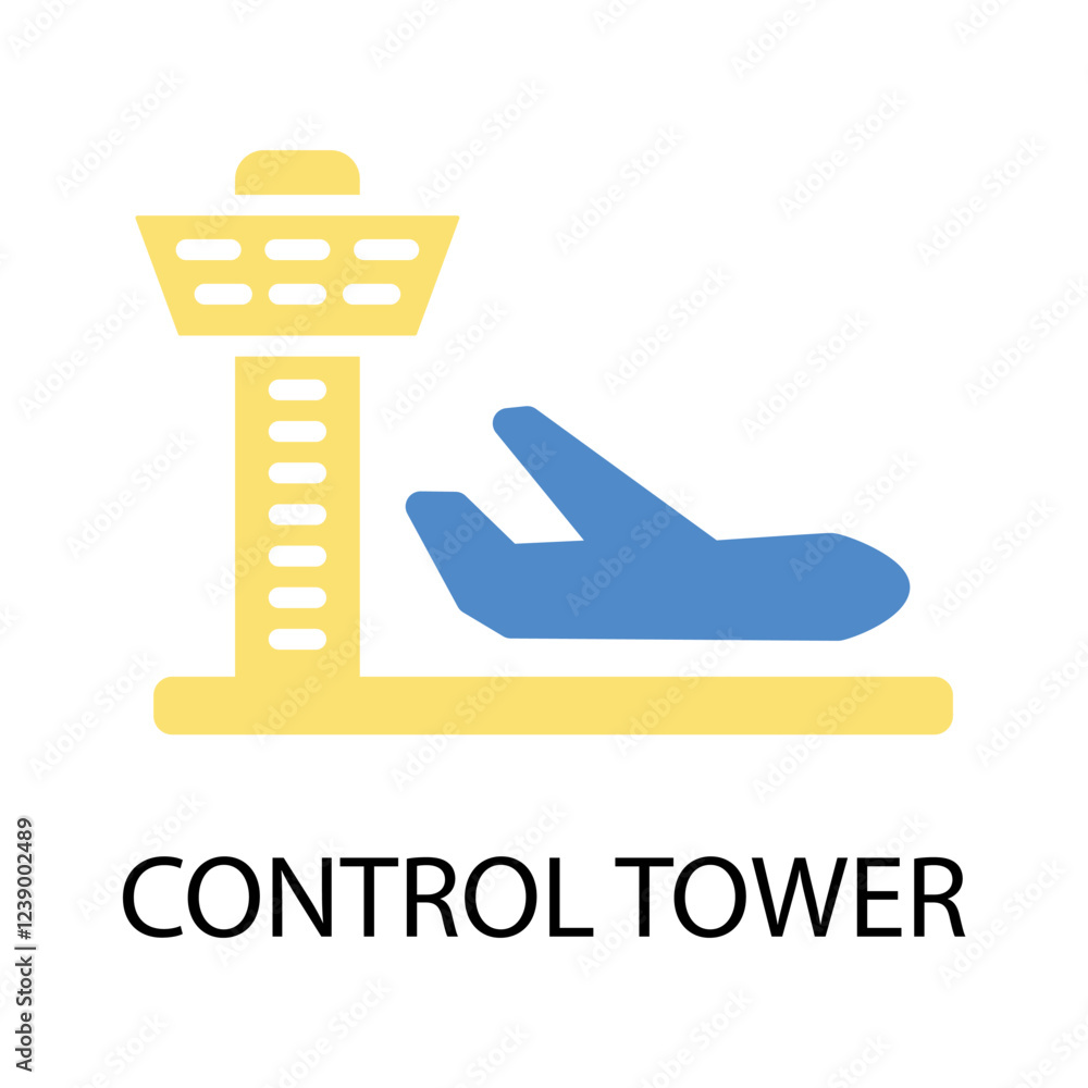 Poster control tower icon. vector.editable stroke.linear style sign for use web design,logo.symbol illustra