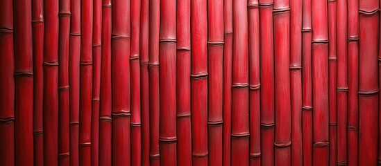 Fototapeta premium Red bamboo texture background with vertical bamboo stalks and natural patterns suitable for design projects Copy Space