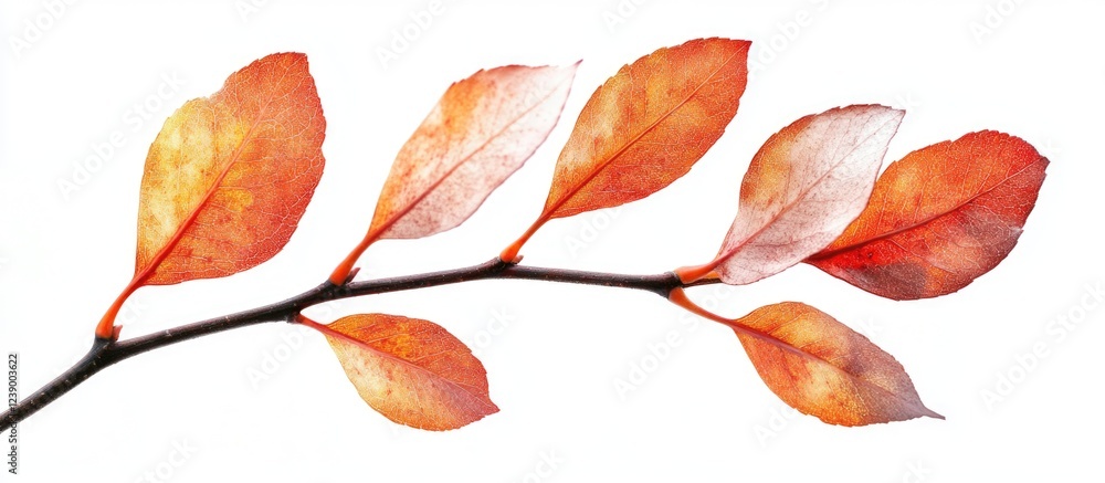 Poster autumn leaves on a branch isolated on white background with vibrant colors and copy space for text p