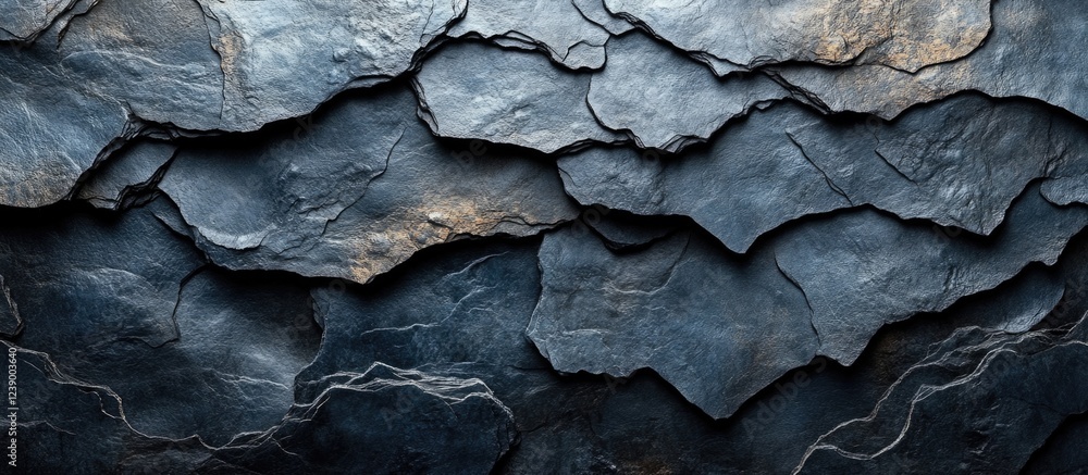 Poster textured layers of dark slate stone background with natural rough surface and varying shades of grey