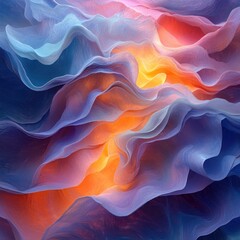 Fototapeta premium Iridescent Pastel Waves Abstract Background with Holographic Foil Effect