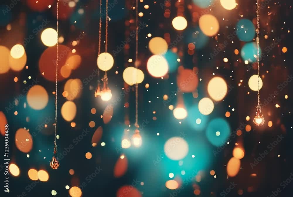 Canvas Prints a vibrant display of glowing hanging lights against a beautifully blurred background with colorful b