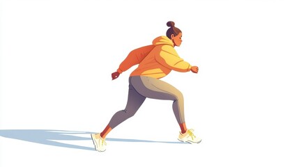 Fototapeta premium Young Woman in Stylish Sweatshirt Running with Determination