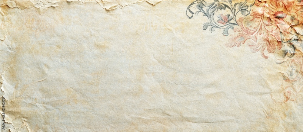 Aufkleber vintage textured paper background with floral elements and ample copy space for text or design use