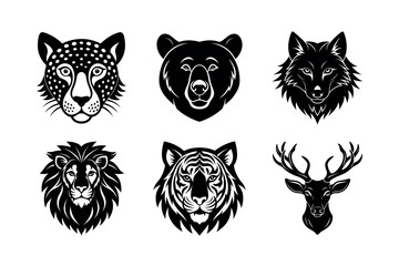Versatile Mammals Head Silhouette Vectors for Print and Digital Use