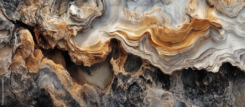 Aufkleber abstract agate stone texture with layered patterns and natural earthy colors, suitable for backgroun