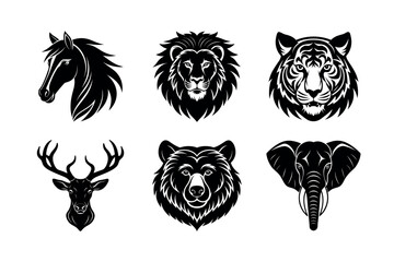 Versatile Mammals Head Silhouette Vectors for Print and Digital Use