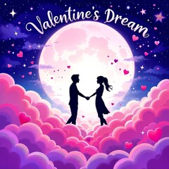 Obraz premium Valentine's Dream Under the Moon: A Love Forever Fairytale