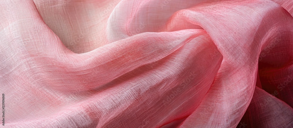 Poster soft pink transparent fabric texture with gentle folds and drapes suitable for backgrounds and desig