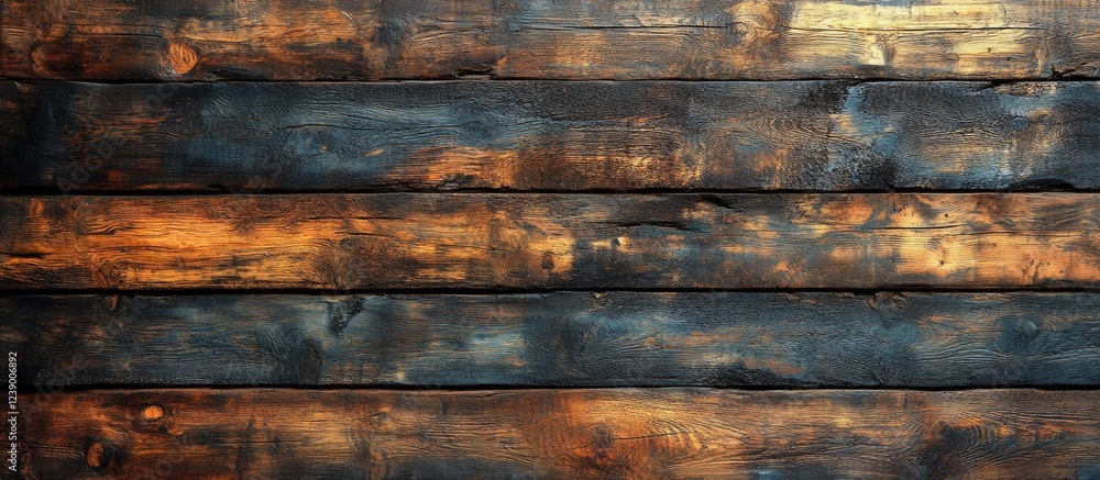 Aufkleber dark rustic wooden texture background with aged planks featuring warm tones and ample copy space for