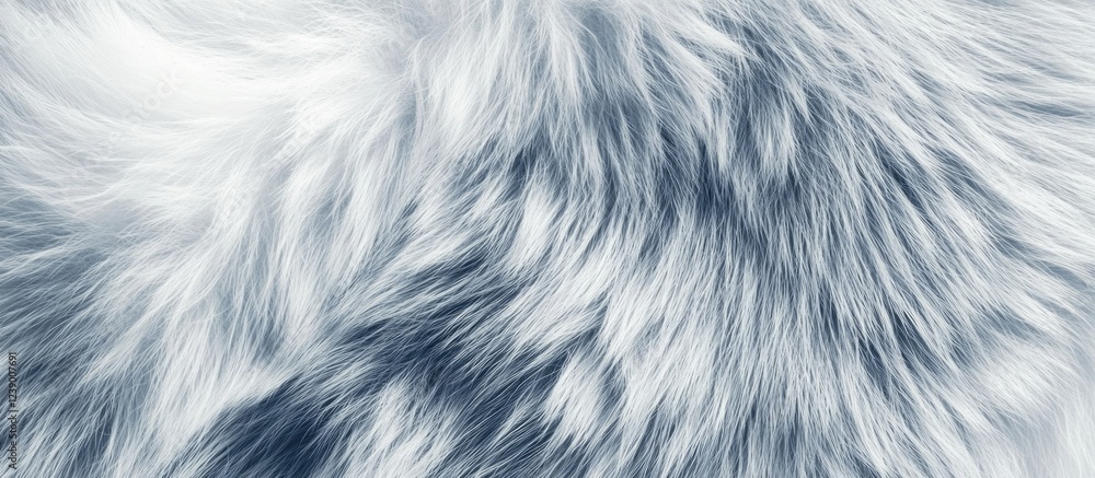 Poster blue and white fluffy fur texture background with soft waves and copy space for text insertion