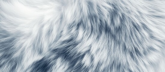 Blue and white fluffy fur texture background with soft waves and Copy Space for text insertion