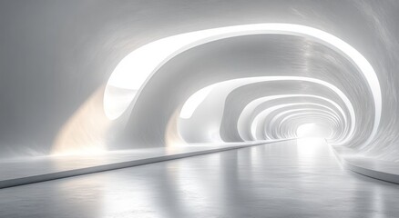 Obraz premium Abstract White and Gray Lines Converging in Radiating Depth with Soft Lighting