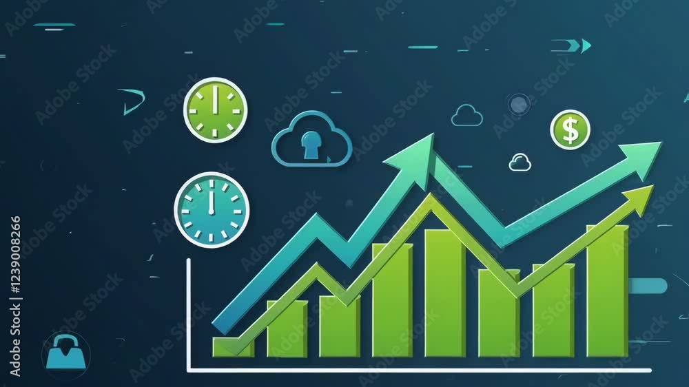 Poster data visualization scene of growth charts and graphs footage
