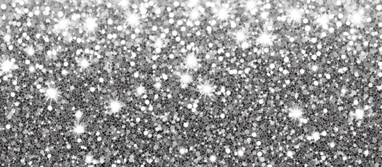 Silver glitter texture background with sparkling effect and bokeh lights. Copy Space available for text placement.