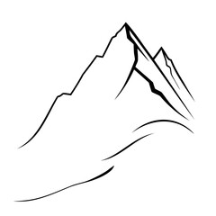 Black and white image of a mountain peak. Rocky cliff. Travel concept. Mountain landscape illustration. Vector illustration