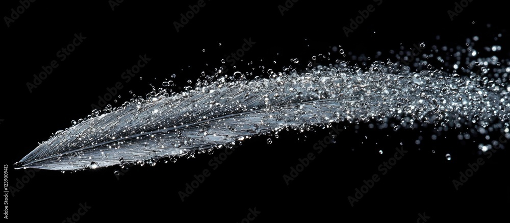 Poster high-speed water splash with droplets on a black background showcasing dynamic motion and texture co