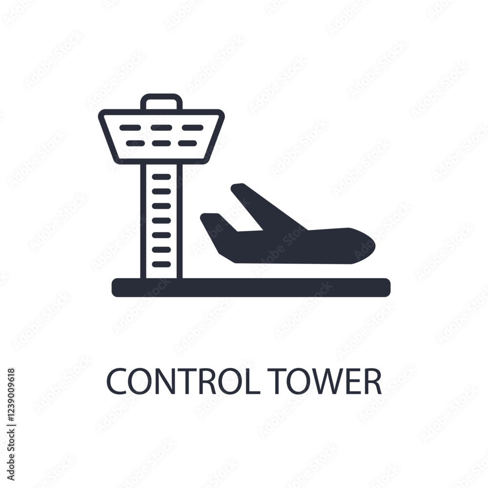 Poster control tower icon. vector.editable stroke.linear style sign for use web design,logo.symbol illustra